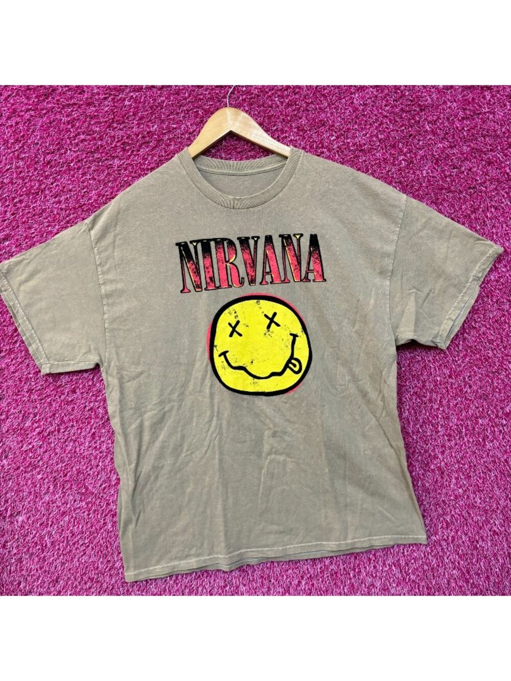 Nirvana Nevermind Tour Dead Eyes Smiley Promo Grunge Tee XL